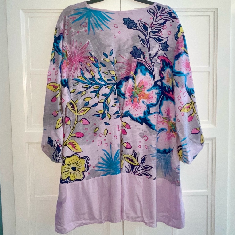 NWT Fresh Produce Cabana Bright Windfall Floral Tunic - Daylilly 1X 2X - Picture 2 of 12